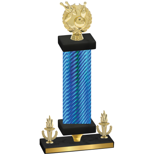 Premium Single Blue Carbon Fiber Victory Bowling Trophy