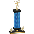 Premium Single Blue Carbon Fiber Year Volleyball Trophy