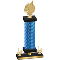 Premium Single Blue Carbon Fiber First Place Volleyball Trophy