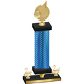 Premium Single Blue Carbon Fiber Second Place Volleyball Trophy