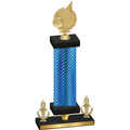 Premium Single Blue Carbon Fiber Victory Volleyball Trophy
