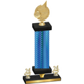 Premium Single Blue Carbon Fiber Year Volleyball Trophy