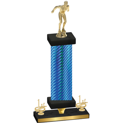 Premium Single Blue Carbon Fiber First Place Swimming Trophy