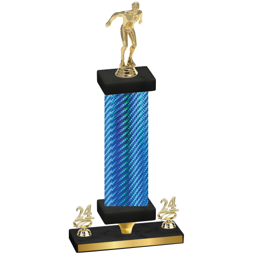 Premium Single Blue Carbon Fiber Year Swimming Trophy