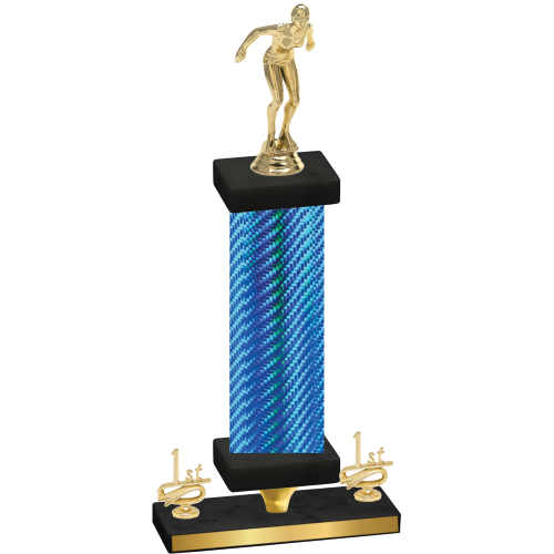Premium Single Blue Carbon Fiber First Place Tennis Trophy