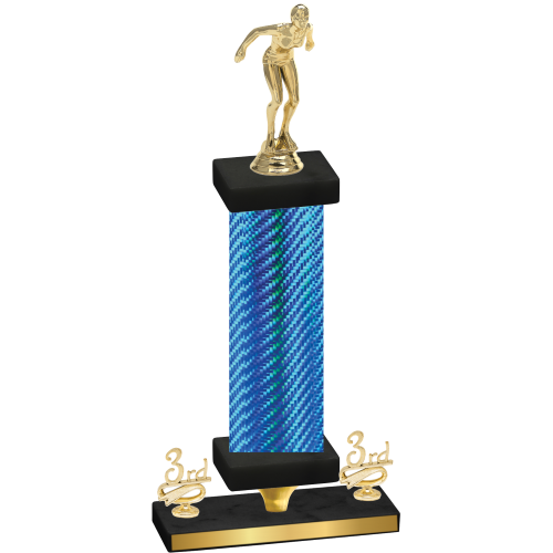 Premium Single Blue Carbon Fiber Third Place Tennis Trophy