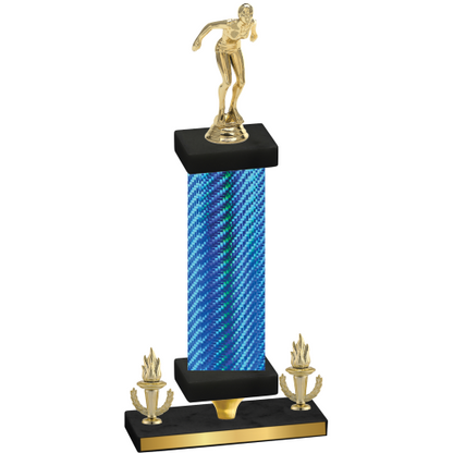Premium Single Blue Carbon Fiber Victory Tennis Trophy