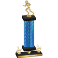 Premium Single Blue Carbon Fiber Third Place Football Trophy