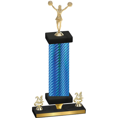 Premium Single Blue Carbon Fiber Year Cheerleading Trophy