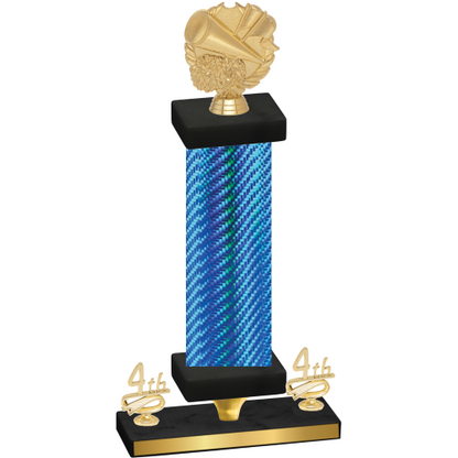 Premium Single Blue Carbon Fiber Fourth Place Cheerleading Trophy