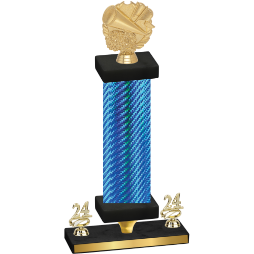 Premium Single Blue Carbon Fiber Year Cheerleading Trophy