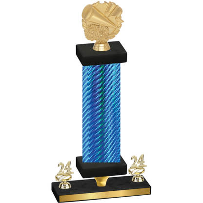 Premium Single Blue Carbon Fiber Year Cheerleading Trophy
