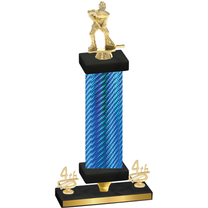 Premium Single Blue Carbon Fiber Fourth Place Hockey Trophy
