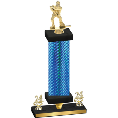 Premium Single Blue Carbon Fiber Year Hockey Trophy