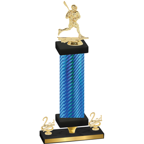Premium Single Blue Carbon Fiber Second Place Lacrosse Trophy