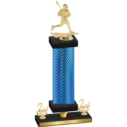 Premium Single Blue Carbon Fiber Second Place Lacrosse Trophy
