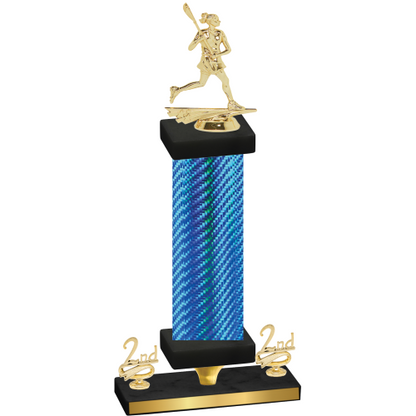 Premium Single Blue Carbon Fiber Second Place Lacrosse Trophy