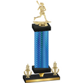 Premium Single Blue Carbon Fiber Victory Lacrosse Trophy