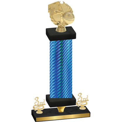 Premium Single Blue Carbon Fiber Third Place Basketball Trophy
