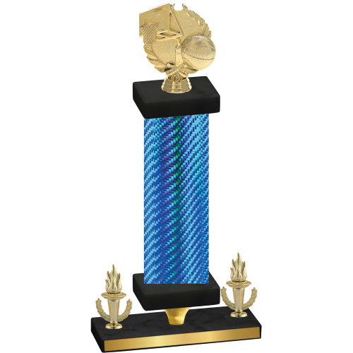 Premium Single Blue Carbon Fiber Victory Basketball Trophy