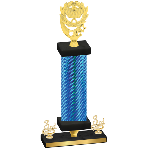 Premium Single Blue Carbon Fiber Third Place Pickleball Trophy