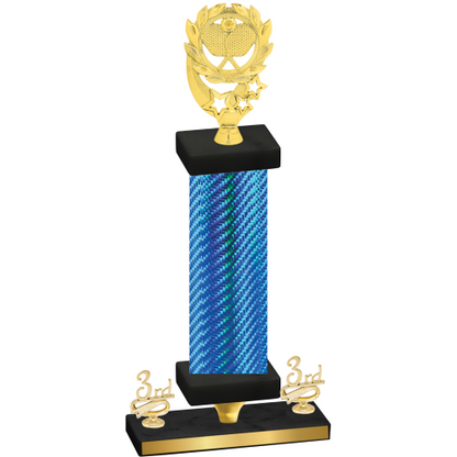 Premium Single Blue Carbon Fiber Third Place Pickleball Trophy