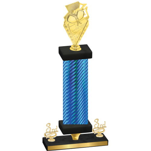 Premium Single Blue Carbon Fiber Third Place Pickleball Trophy