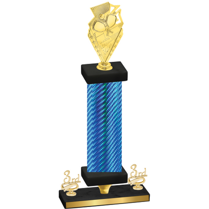 Premium Single Blue Carbon Fiber Third Place Pickleball Trophy