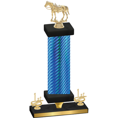 Premium Single Blue Carbon Fiber First Place Horses Trophy