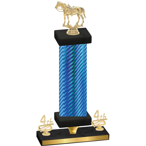 Premium Single Blue Carbon Fiber Fourth Place Horses Trophy