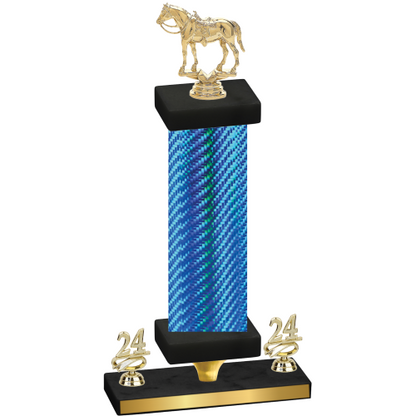 Premium Single Blue Carbon Fiber Year Horses Trophy