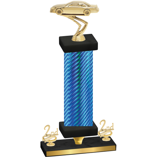 Premium Single Blue Carbon Fiber Second Place Cars Trophy