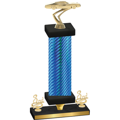 Premium Single Blue Carbon Fiber Third Place Cars Trophy