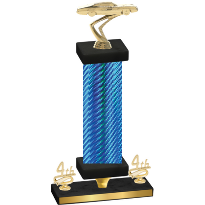 Premium Single Blue Carbon Fiber Fourth Place Cars Trophy