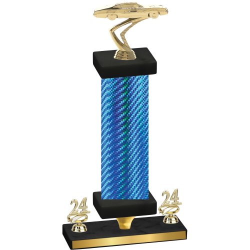 Premium Single Blue Carbon Fiber Year Cars Trophy