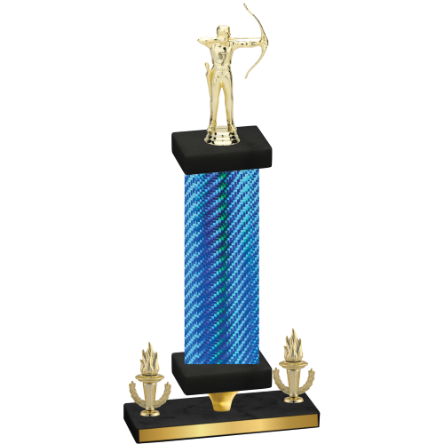 Premium Single Blue Carbon Fiber Victory Archery Trophy