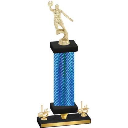 Premium Single Blue Carbon Fiber First Place Basketball Trophy