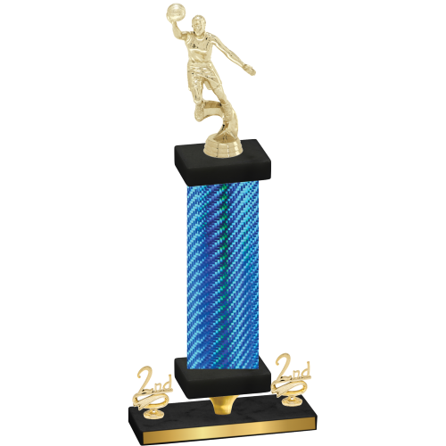 Premium Single Blue Carbon Fiber Second Place Basketball Trophy