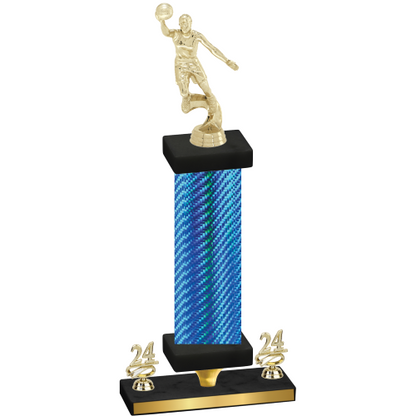 Premium Single Blue Carbon Fiber Year Basketball Trophy