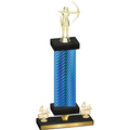 Premium Single Blue Carbon Fiber Fourth Place Archery Trophy
