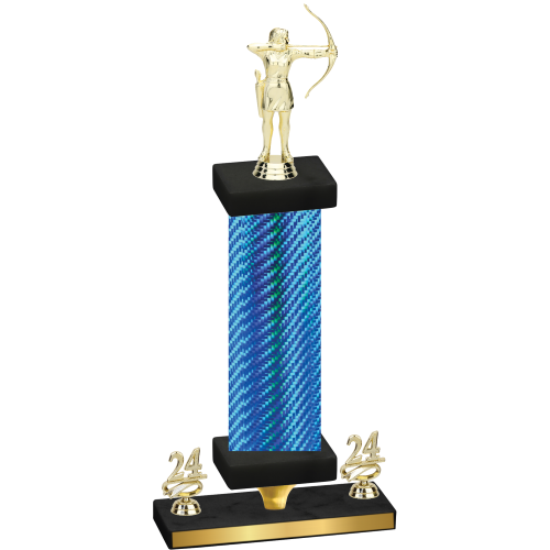 Premium Single Blue Carbon Fiber Year Archery Trophy