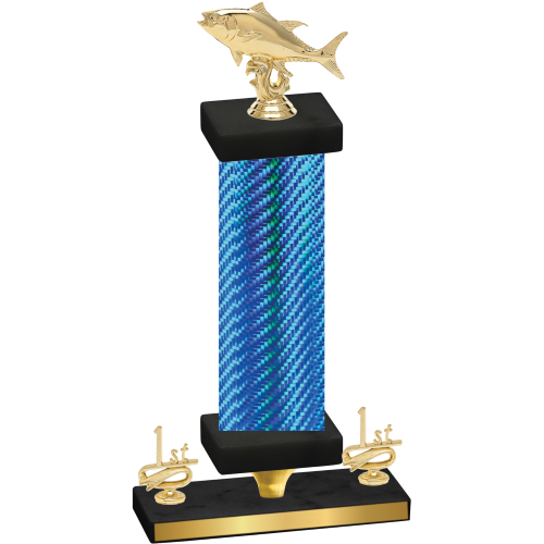 Premium Single Blue Carbon Fiber First Place Fishing Trophy