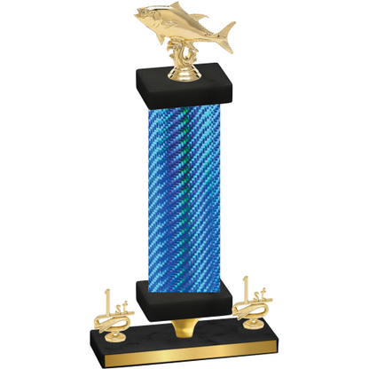 Premium Single Blue Carbon Fiber First Place Fishing Trophy