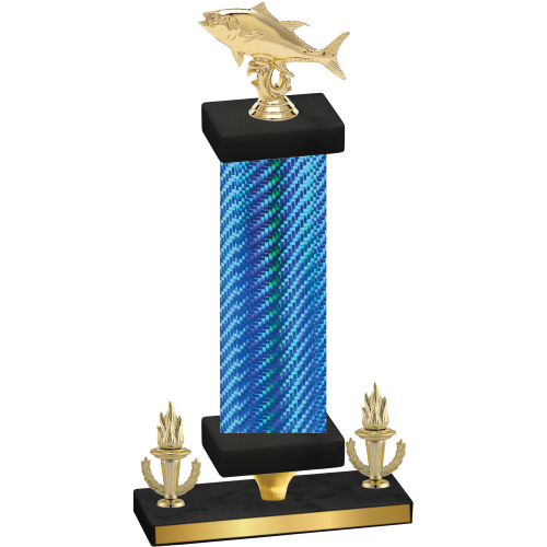 Premium Single Blue Carbon Fiber Victory Fishing Trophy