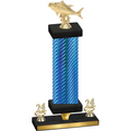 Premium Single Blue Carbon Fiber Year Fishing Trophy