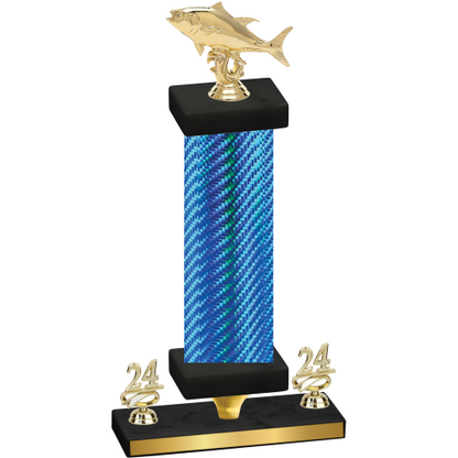 Premium Single Blue Carbon Fiber Year Fishing Trophy