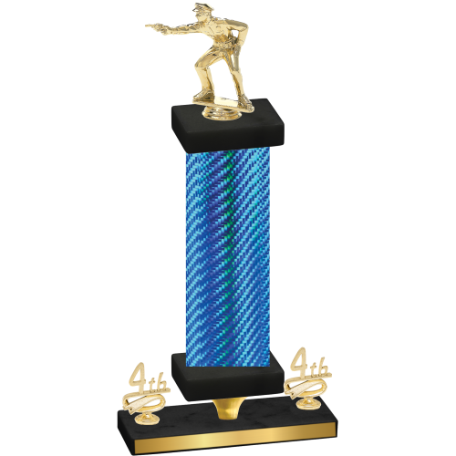 Premium Single Blue Carbon Fiber Fourth Place Shooter Trophy
