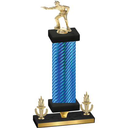 Premium Single Blue Carbon Fiber Victory Shooter Trophy