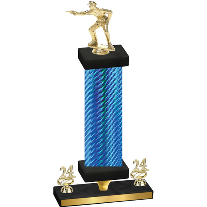 Premium Single Blue Carbon Fiber Year Shooter Trophy