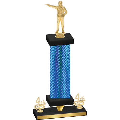 Premium Single Blue Carbon Fiber Fourth Place Shooter Trophy
